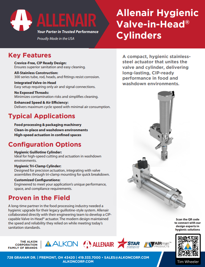 Allenair Hygienic Valve-in-Head® Cylinders Cover Image