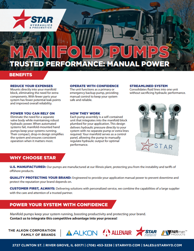 Star Hydraulics Manifold Pumps Info Sheet Cover Image